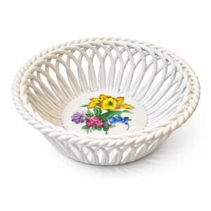 Herend Printemps BT Hand-Painted Porcelain Openwork Floral Bowl